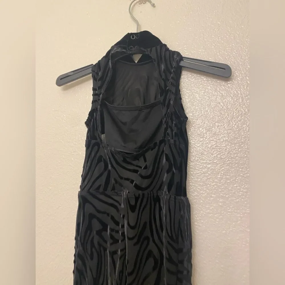WEISSMAN Elite Dance Costume black Burnout Animal Mesh Unitard NV11636 IC 7/8